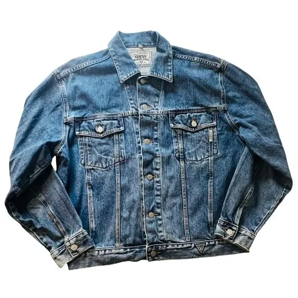 Vintage Guess Denim‎ Jean Trucker Jacket Men's USA Made SZ L Style 10807